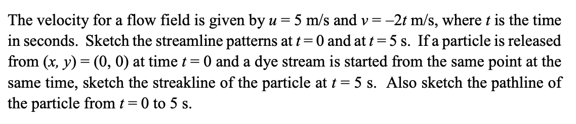 Solved The velocity for a flow field is given by u= 5 m/s | Chegg.com