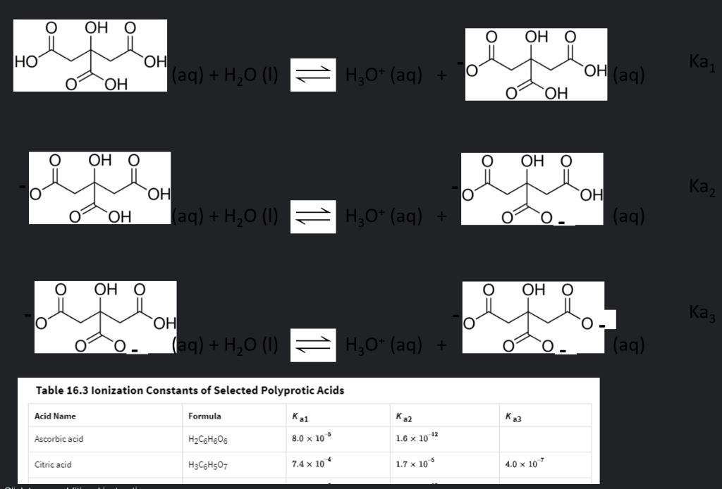 Solved When you add citric acid to water, all three