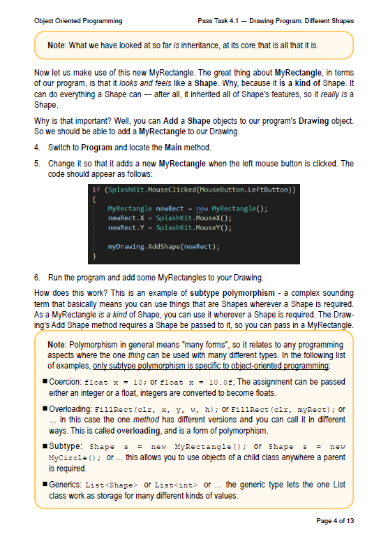 Object Oriented Programming Pass Task 4.1 – Drawing | Chegg.com