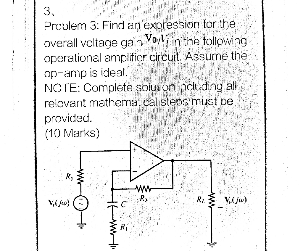Solved 3. Problem 3: Find an expression for the overall | Chegg.com