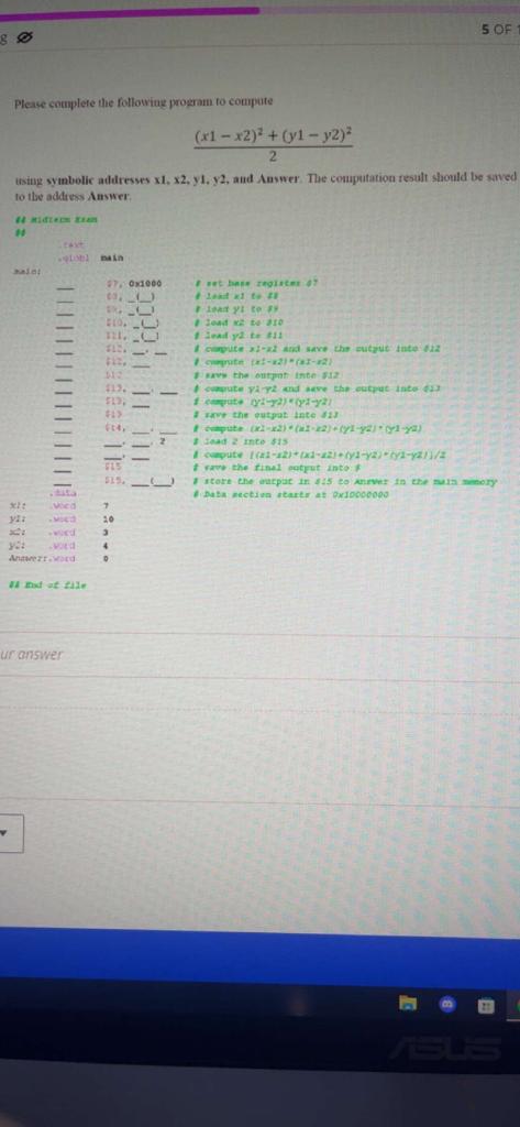 Plese complete the followiag program to cotmpute | Chegg.com