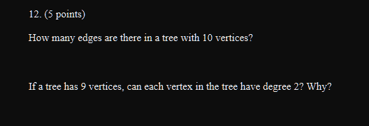 Solved 12. (5 points) How many edges are there in a tree | Chegg.com