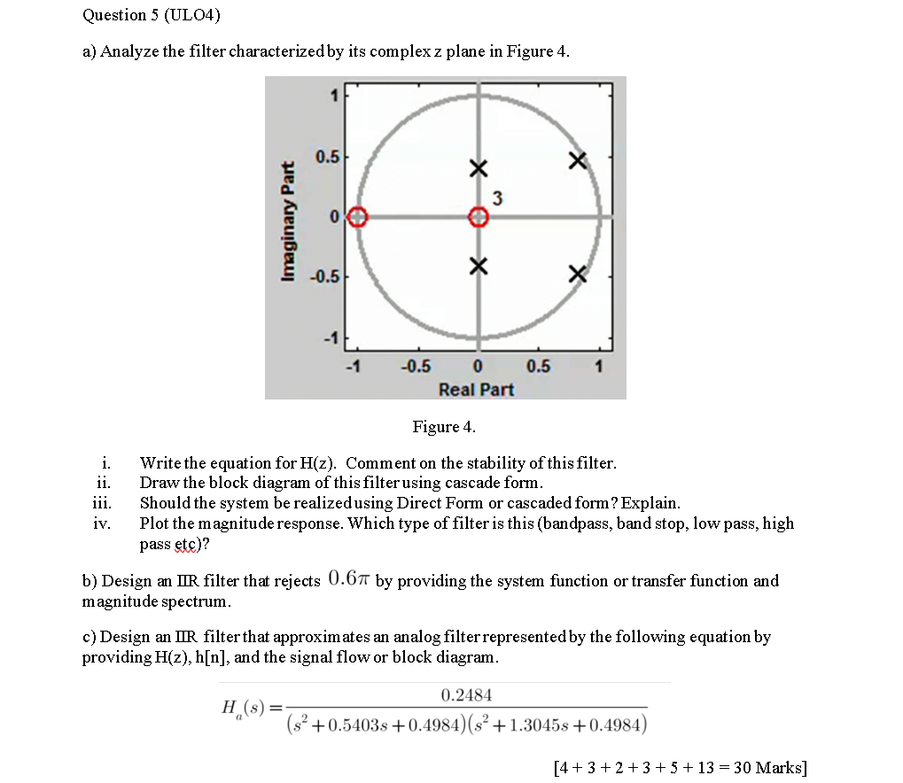 Solved Question 5 (ULO4) a) Analyze the filter characterized | Chegg.com