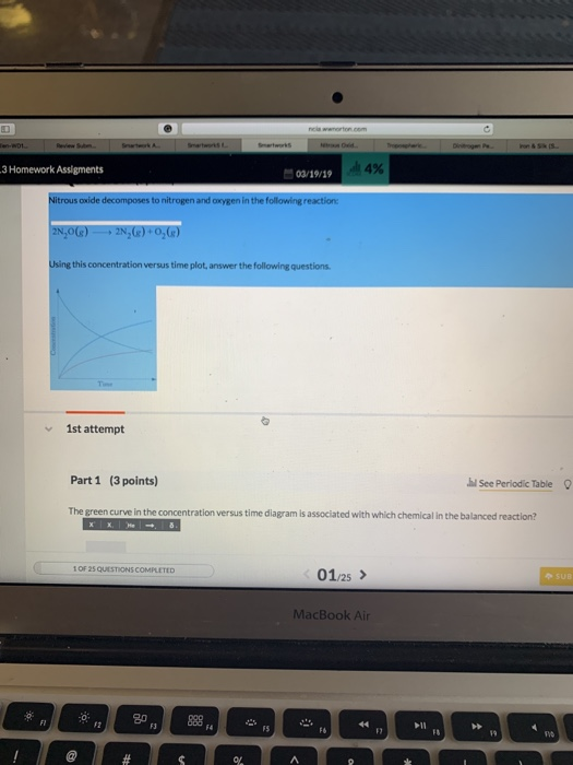 Solved 01 Question (6 points) Nitrous oxide decomposes to | Chegg.com