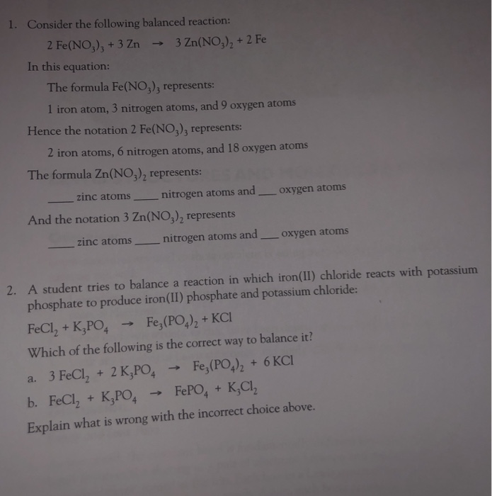 zn fe no3 2 balanced equation