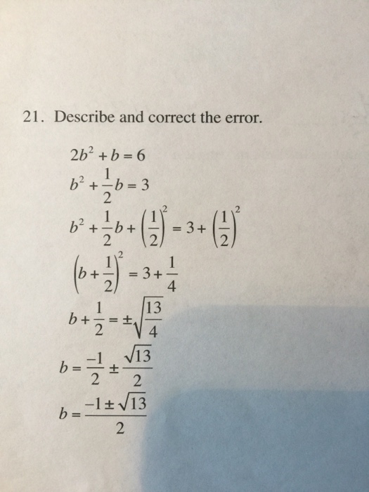 Solved Describe And Correct The Error. 2b^2 + B = 6 B^2 + | Chegg.com