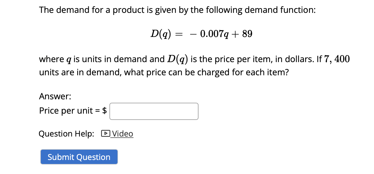 Solved The total cost (in dollars) to produce q units of a | Chegg.com