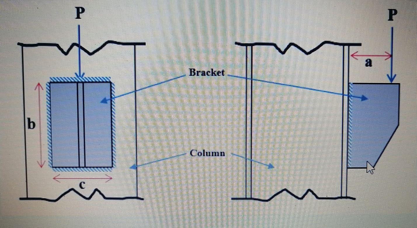 Solved A bracket is welded to a steel column as shown | Chegg.com