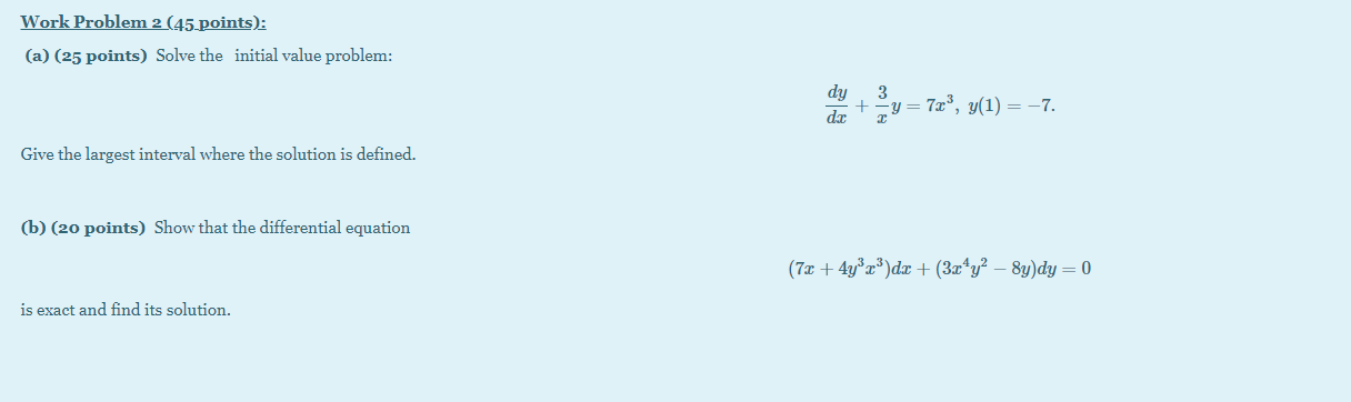 Solved Work Problem 2 (45 points): (a) (25 points) Solve the | Chegg.com