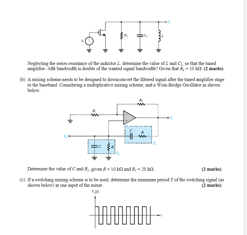 Solved 2) Considering a receiver subsystem which picks up AM | Chegg.com