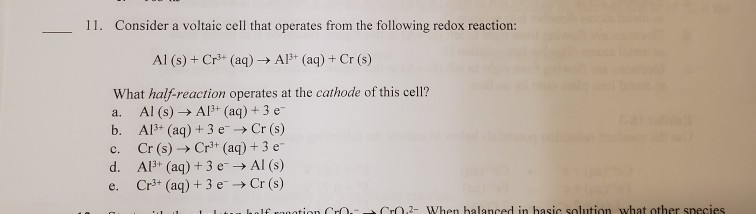Solved 11. Consider a voltaic cell that operates from the | Chegg.com