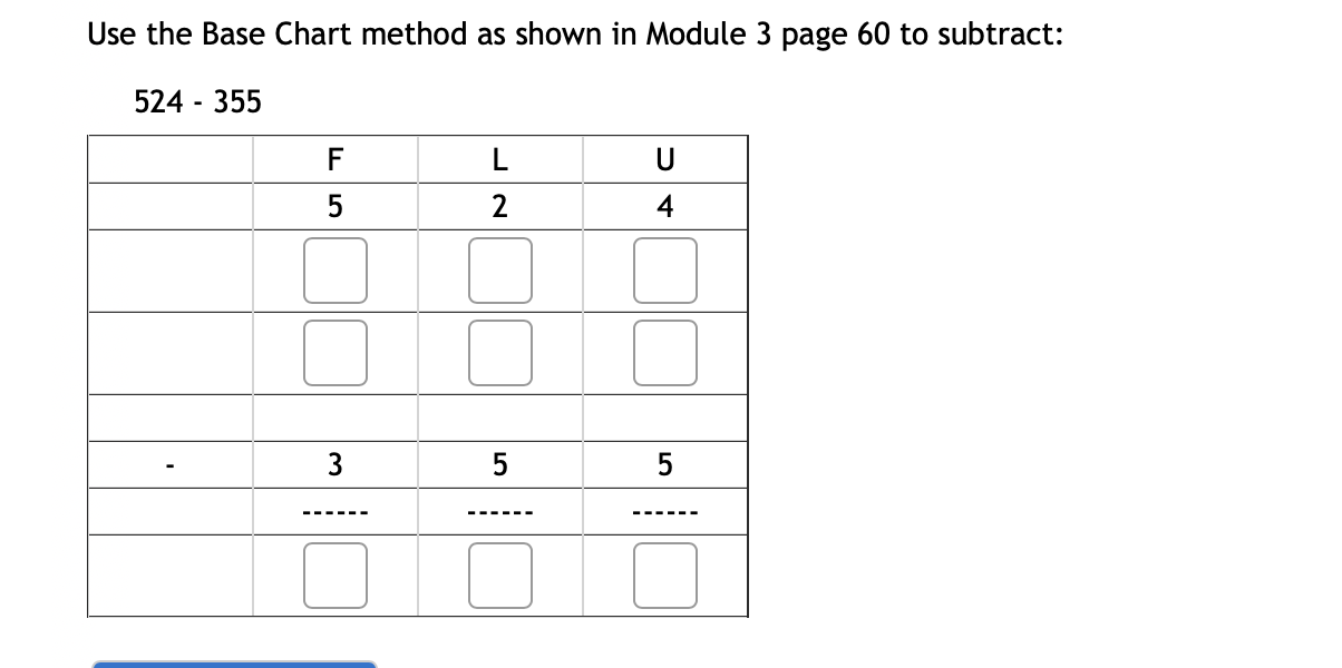 Use the Base Chart method as shown in Module 3 page | Chegg.com