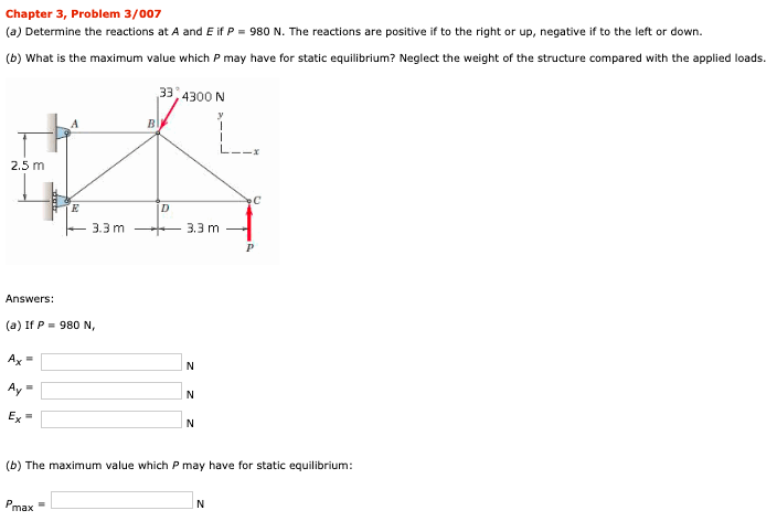 Solved Chapter 3, Problem 3/007 (a) Determine the reactions | Chegg.com