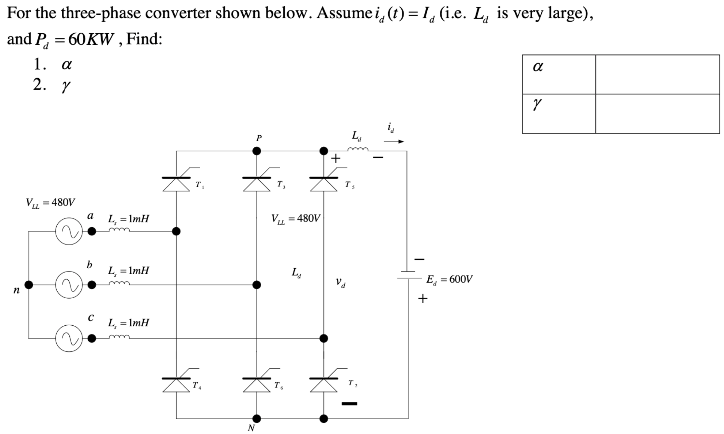 Solved For The Three-phase Converter Shown Below. Assume | Chegg.com