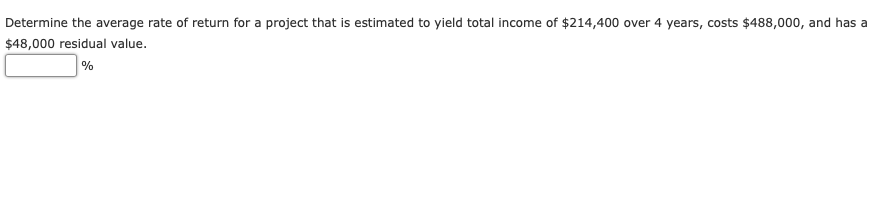 Solved Determine the average rate of return for a project | Chegg.com