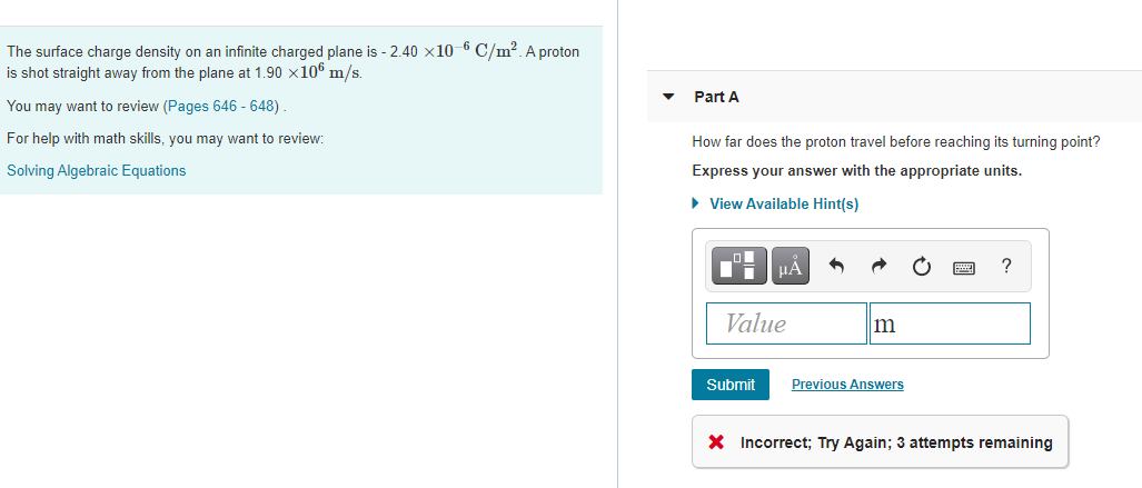 Solved Part A The surface charge density on an infinite | Chegg.com