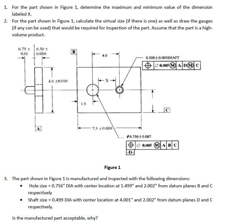 Solved 1. For the part shown in Figure 1 , determine the | Chegg.com image.