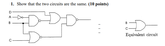 Solved 1. Show that the two circuits are the same. (10 | Chegg.com