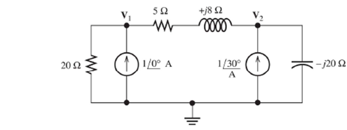 Solved Determine the phasors V1 and V2 in the circuit of | Chegg.com