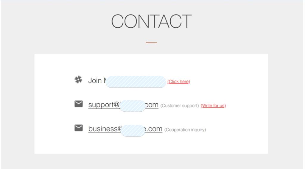 HTML code for Contact Us form