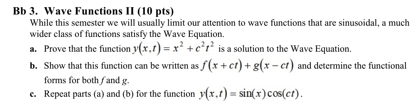 Solved Bb 3. Wave Functions II (10 Pts) While This Semester | Chegg.com