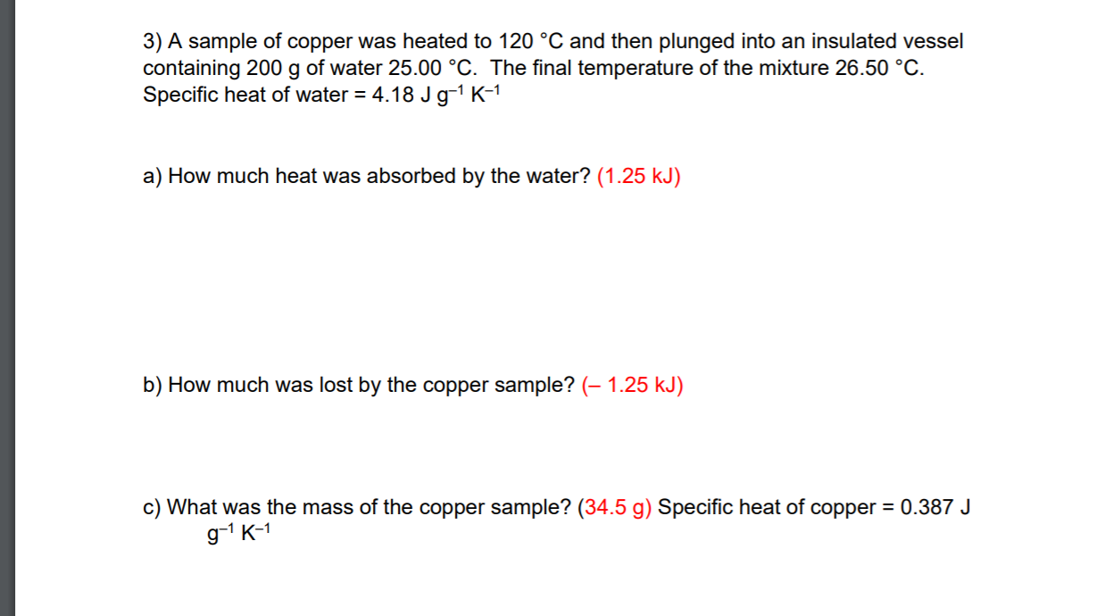 Solved A 45-g block of copper at −12∘C is added to 120 g of