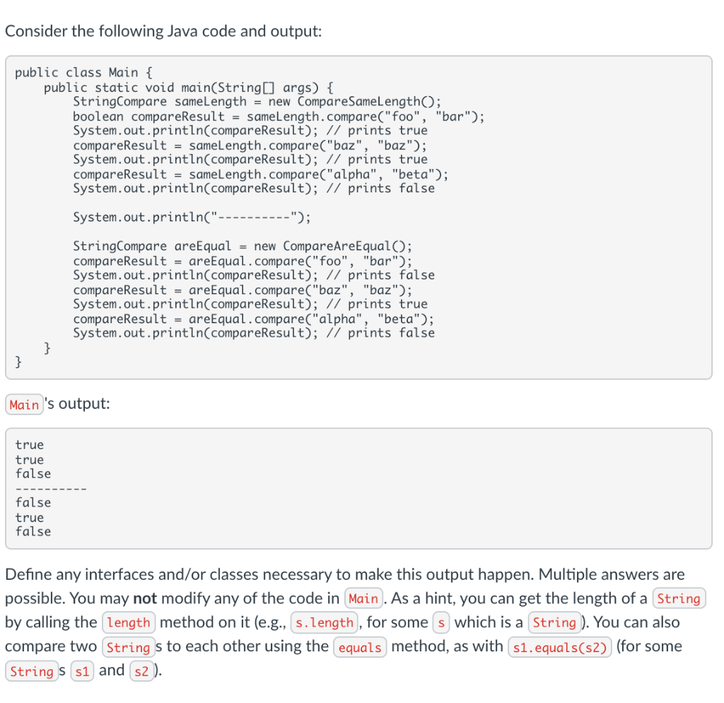 Solved Consider the following Java code and output: public | Chegg.com