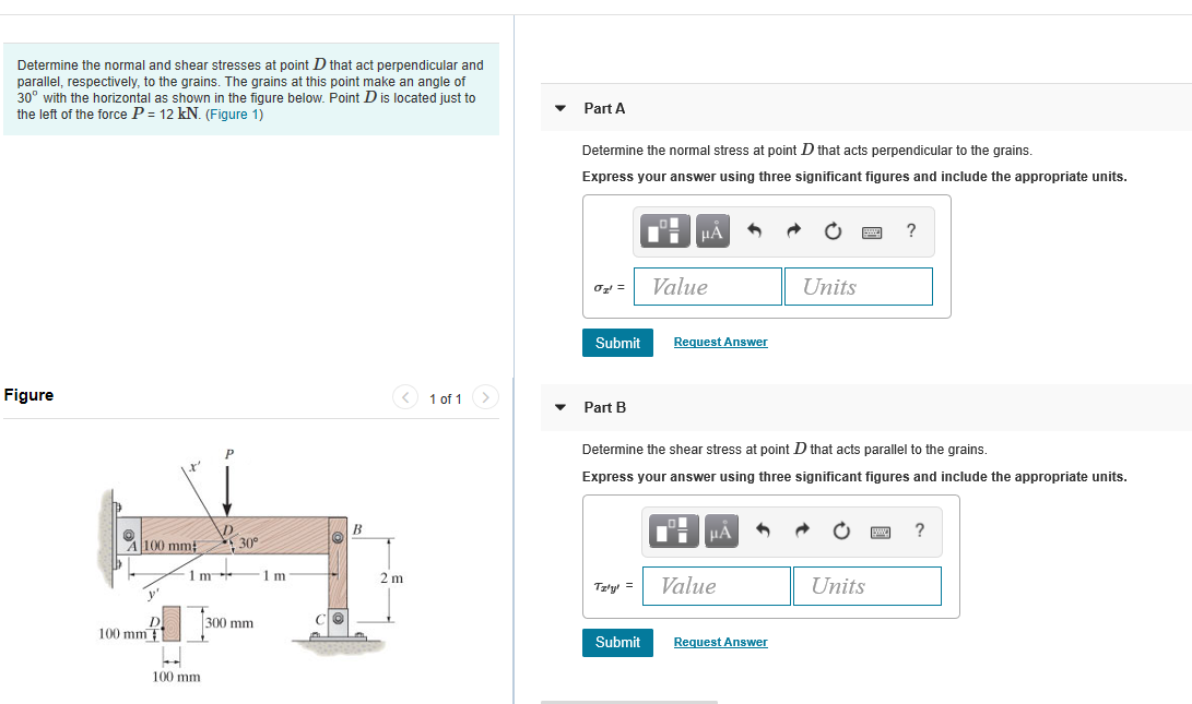 Solved Determine the normal and shear stresses at point that | Chegg.com