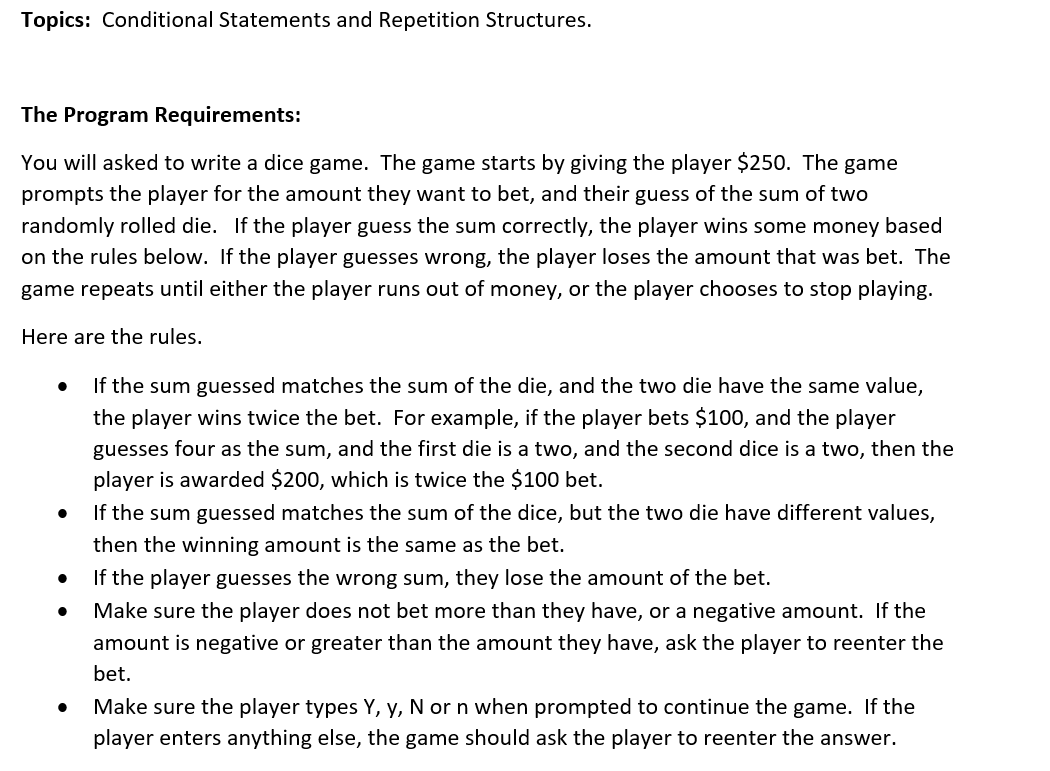 Solved Topics: Conditional Statements and Repetition | Chegg.com