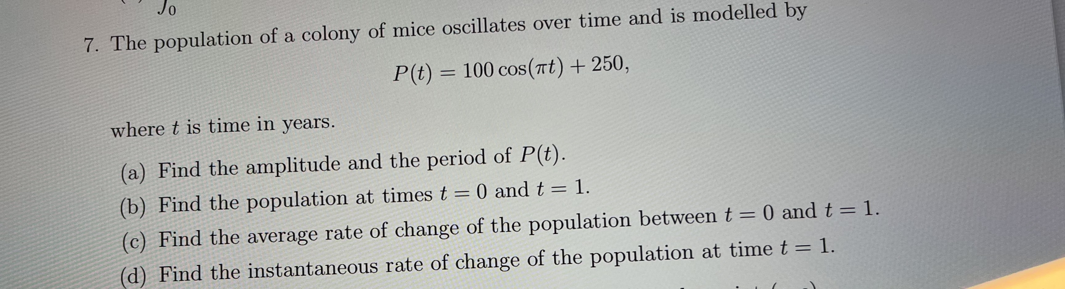 Solved The population of a colony of mice oscillates over | Chegg.com