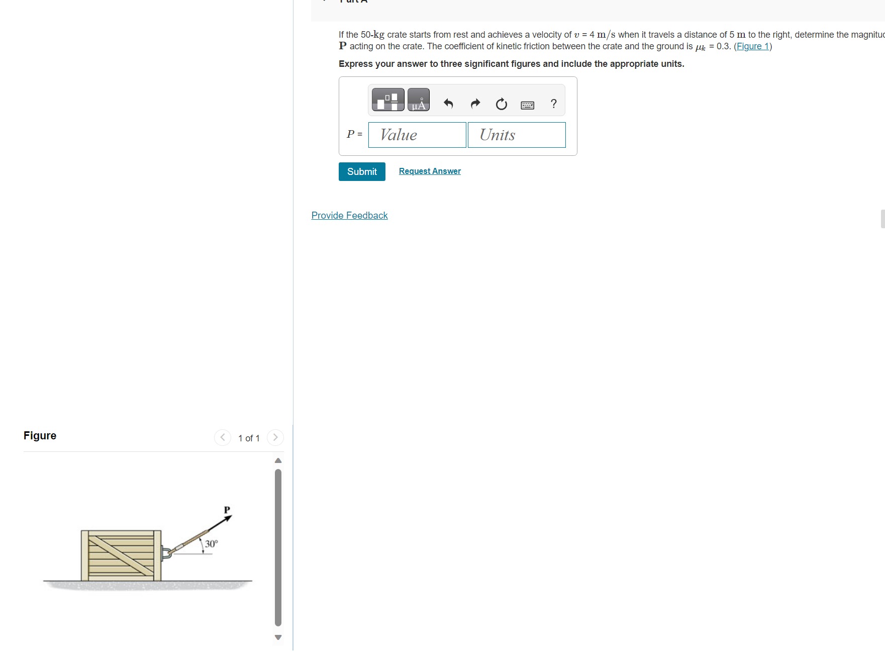 Solved If the 50−kg crate starts from rest and achieves a | Chegg.com