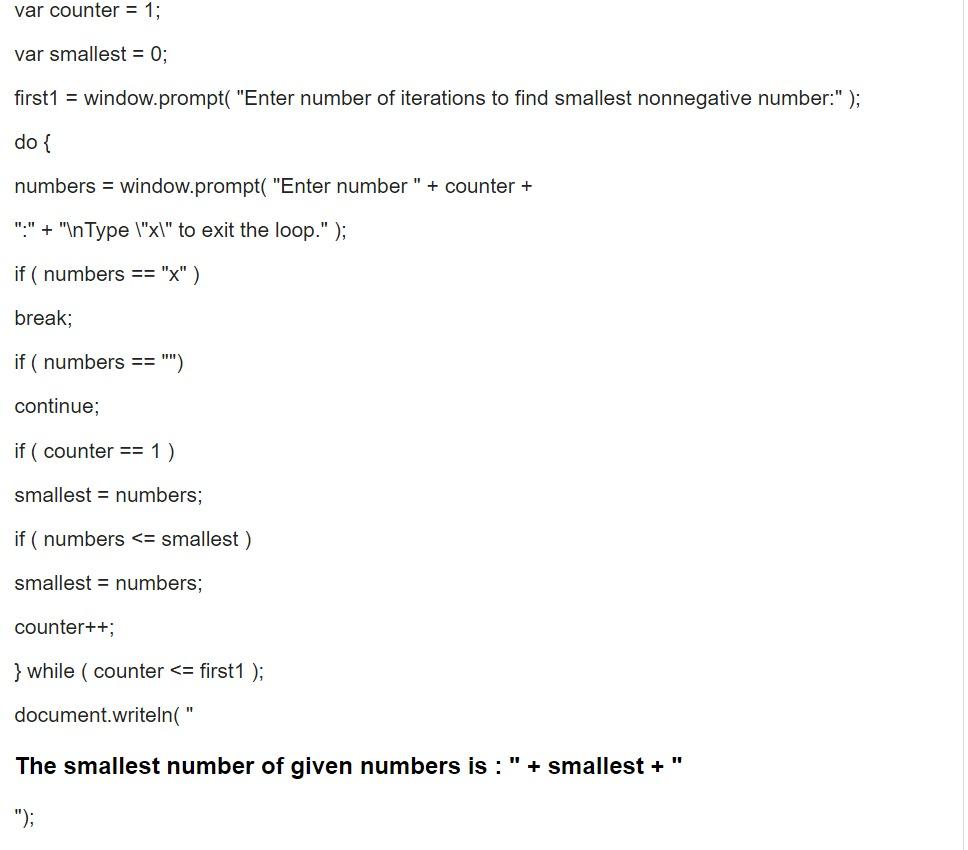 Solved Write a script that finds the smallest of several | Chegg.com