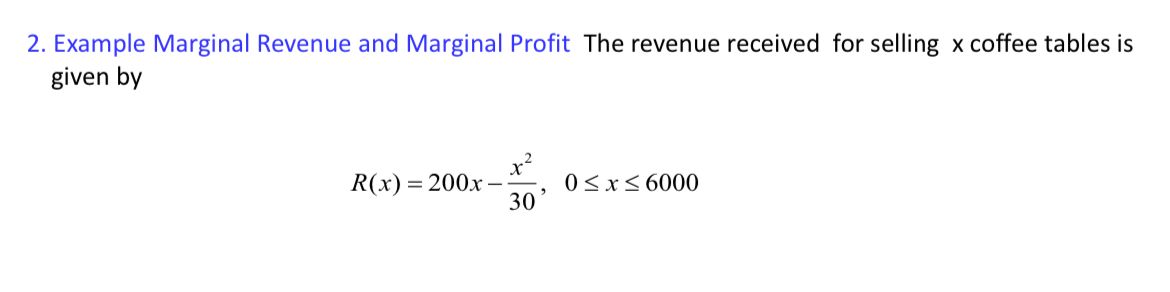 Solved 2. Example Marginal Revenue and Marginal Profit The | Chegg.com