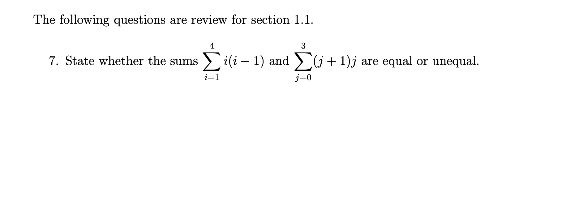 Solved The following questions are review for section 1.1. | Chegg.com
