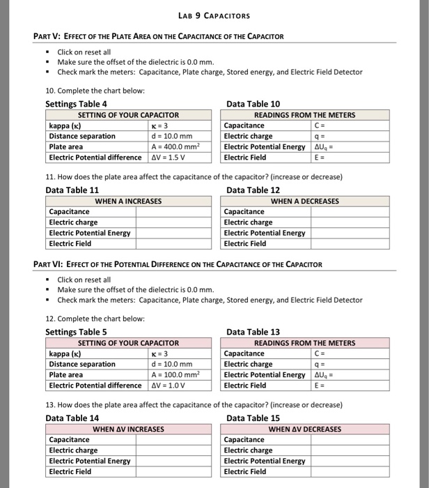 Lab 9 Capacitors PHYS 1110L Conceptual Physics Lab