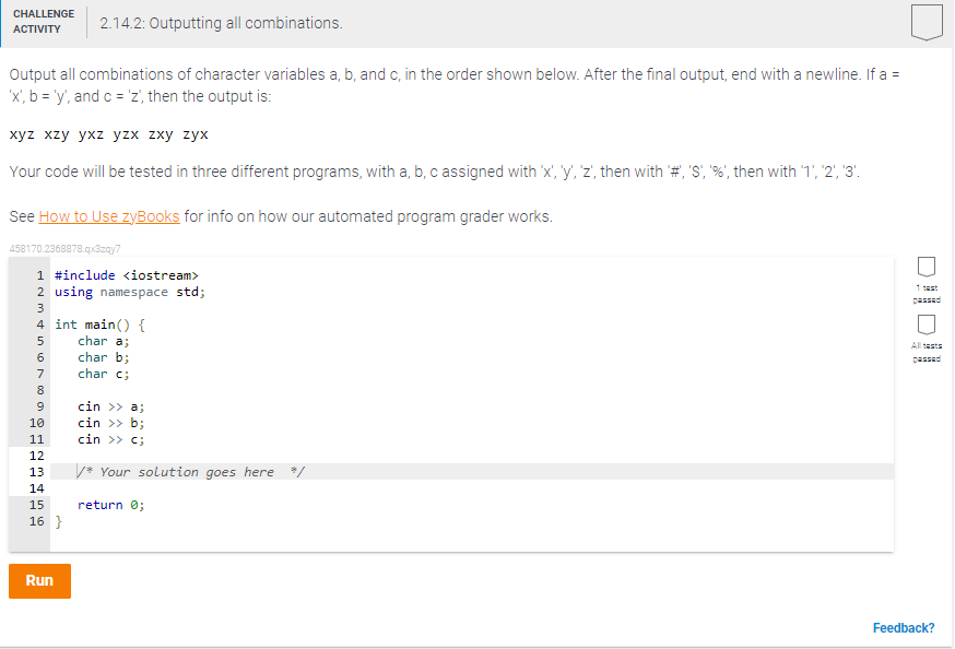 Solved Output All Combinations Of Character Variables A,b, | Chegg.com