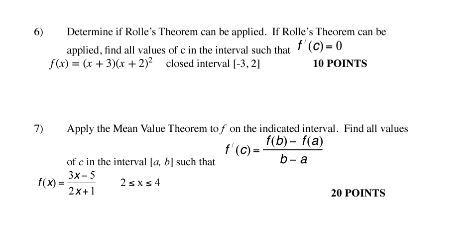 Solved 6) Determine If Rolle's Theorem Can Be Applied. If | Chegg.com