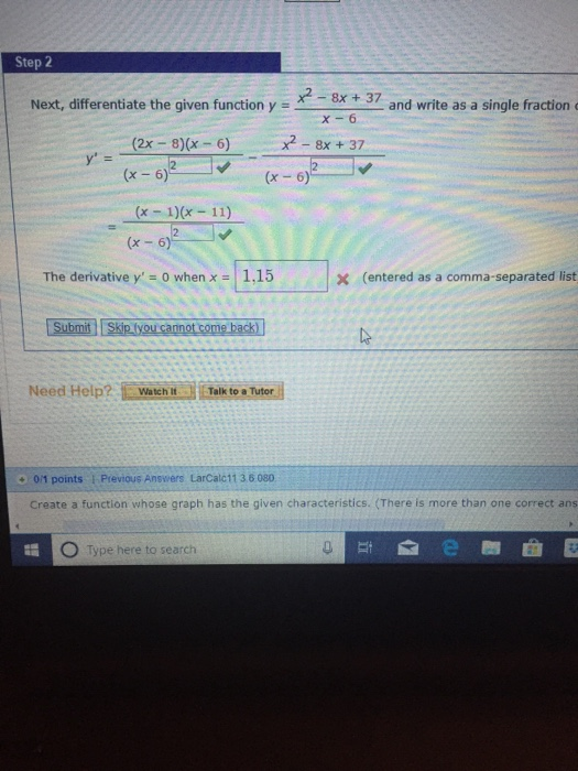 Solved step 2 next differentiate the given function y 37 chegg