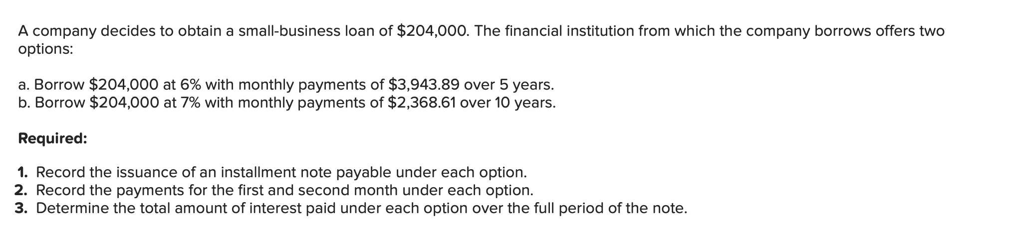 Solved A Company Decides To Obtain A Small-business Loan Of | Chegg.com