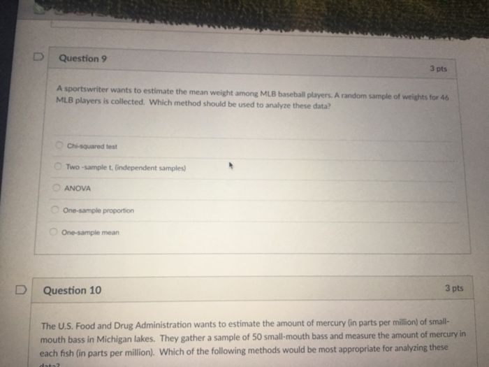 Solved D Question 9 3 pts A sportswriter wants to estimate | Chegg.com