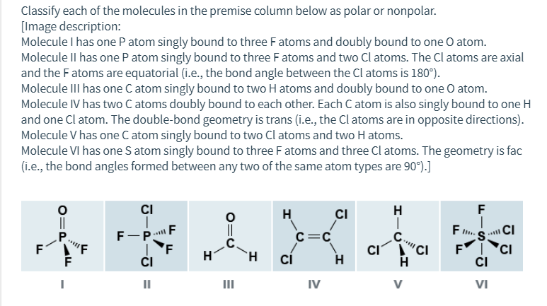 Solved Classify Each Of The Molecules In The Premise Co