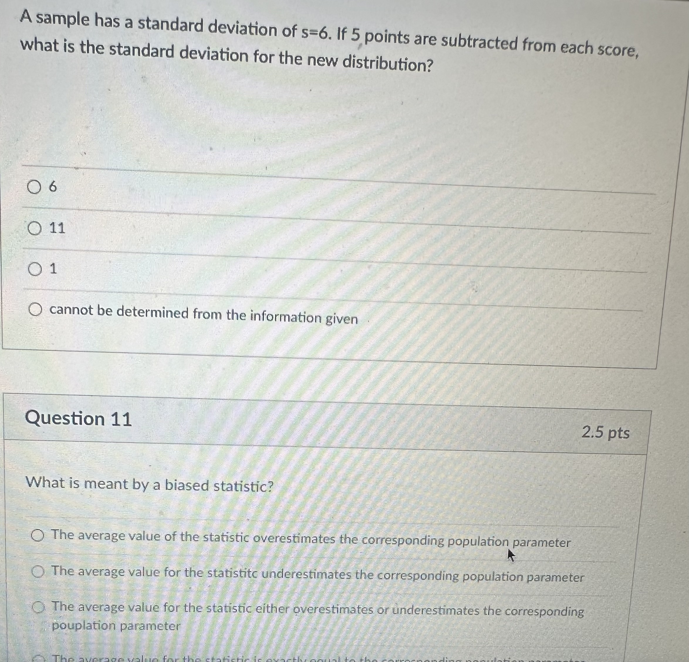 Solved A sample has a standard deviation of s=6. If 5 points | Chegg.com
