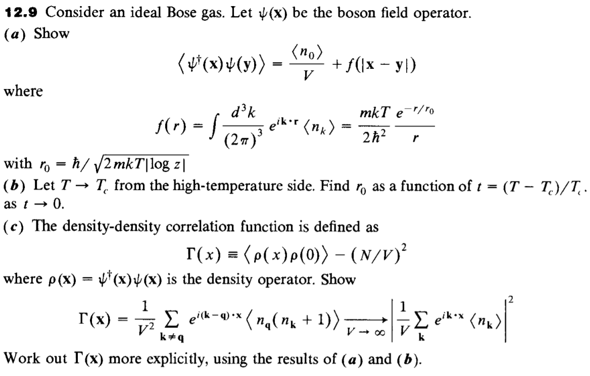 12 9 Consider An Ideal Bose Gas Let Y X Be The B Chegg Com