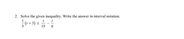 Solved 2. Solve the given inequality. Write the answer in | Chegg.com