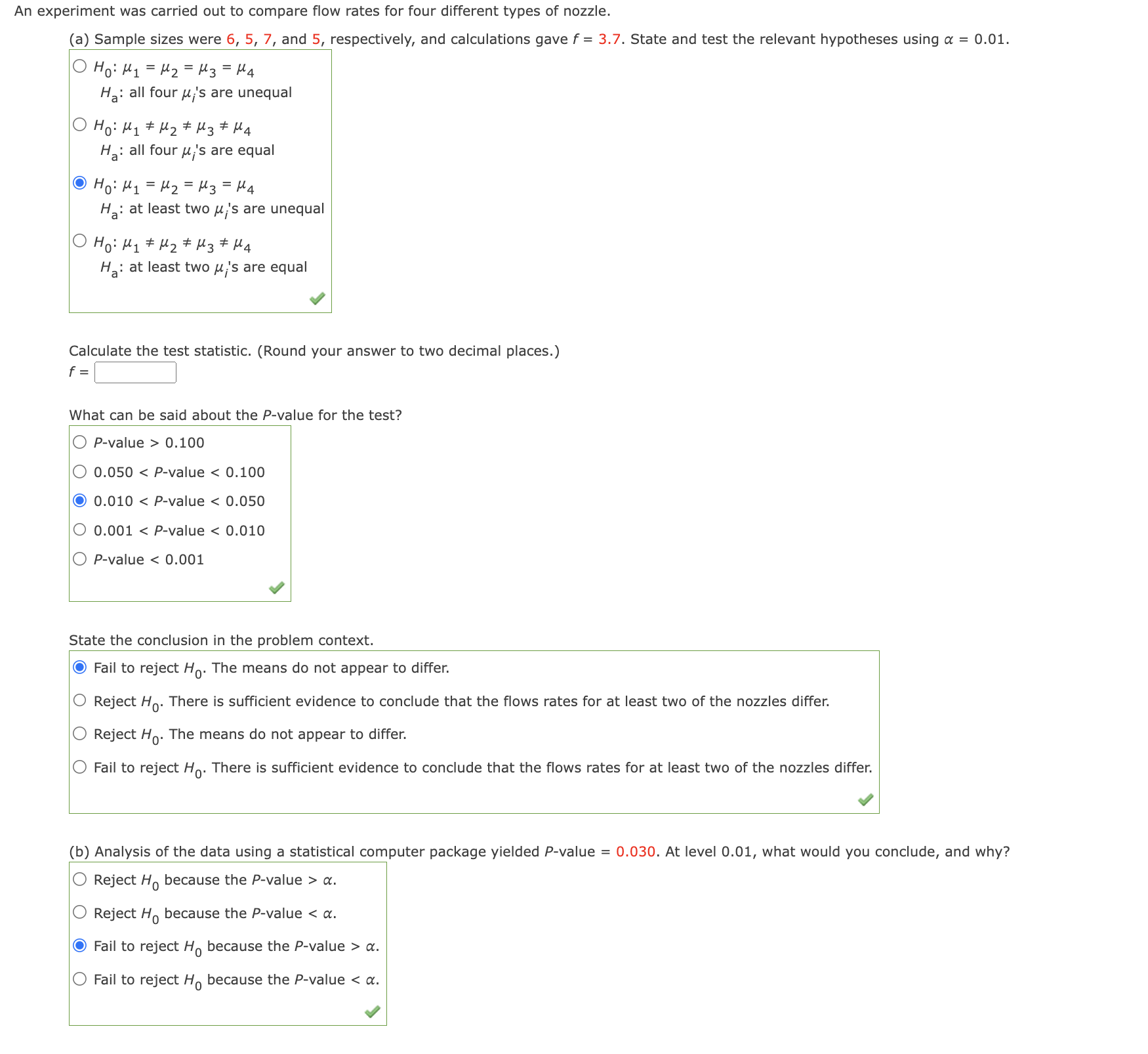 Solved (b) ﻿Analysis Of The Data Using A Statistical | Chegg.com