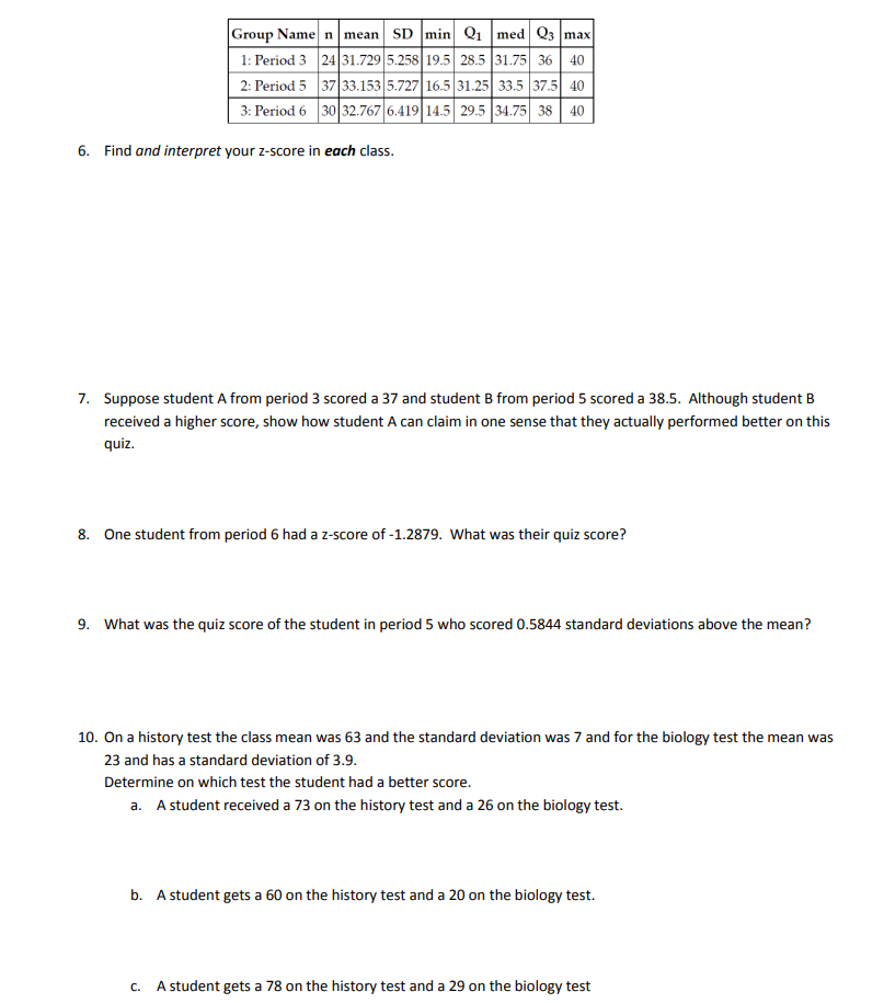 Solved Z-score/percentiles The following are summary | Chegg.com