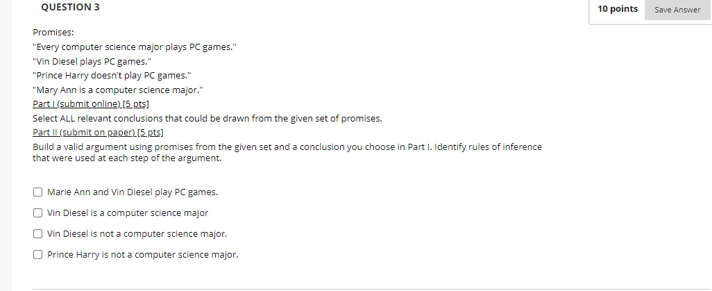 Solved QUESTION 3 10 points Save Answer Promises: "Every | Chegg.com
