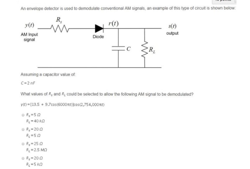 Solved An Envelope Detector Is Used To Demodulate | Chegg.com