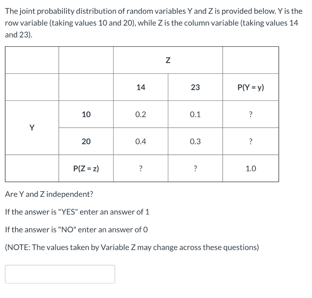 Solved The joint probability distribution of random | Chegg.com