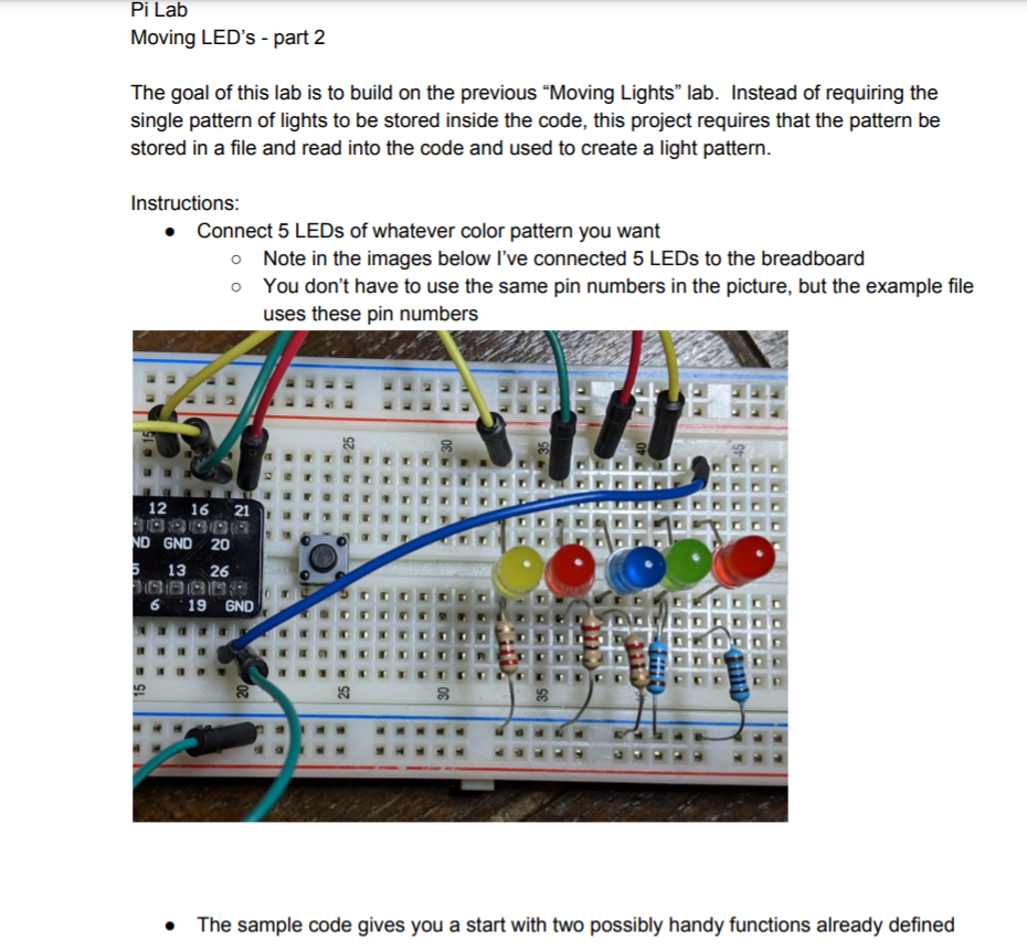 Solved Pi Lab Moving LED's - part 2 The goal of this lab is | Chegg.com